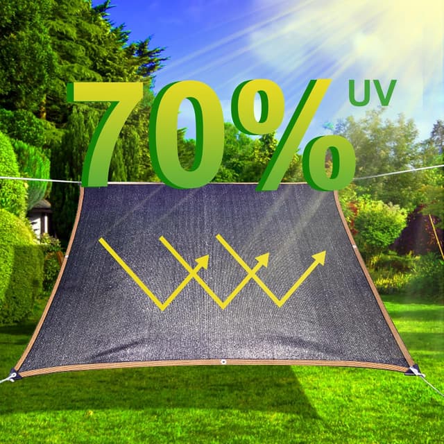 Detalle de Schattennetz 1x2 m mit Ösen – rechteckiges Sonnensegel mit ca. 90% Schatten für Gewächshaus, Balkon & Garten