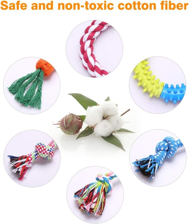 Detalle 2 de Wefine Puppy Chew Toys Cotton Rope 10 Pack