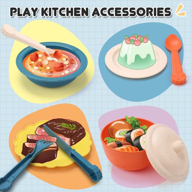 Detalle de RUIDYA Afternoon Tea Party Playset (29-piece kids kitchen accessory set) for ages 3+