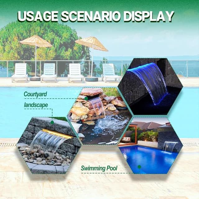 Detalle 1 de Longrun Longrun 60 cm LED Teich-Wasserfall Set