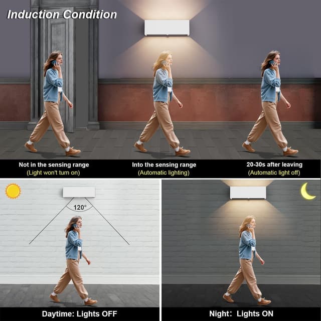 Detalle de Klighten applique murale LED 30W étanche IP65 avec détecteur de mouvement et faisceau réglable (4000K blanc naturel)