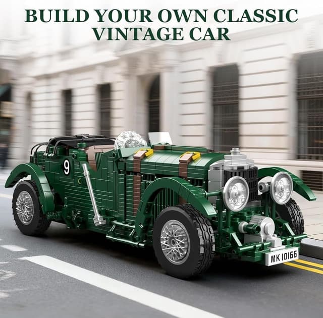 Detalle 2 de Mould King 10166 Technik Vintage Blower-Sportwagen-Bausatz (MOC) – Retro-Klemmbausteine mit 1.147+ Teilen