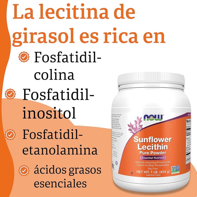 Thumbnail 3 de Now Foods Sunflower Lecithin 🌻 - Puro Vegano 454g Libre de Gluten