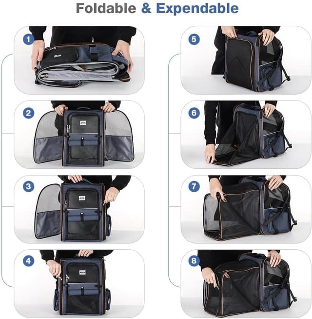 Thumbnail 6 de Lekesky Large Cat Carrier Backpack (Expandable) – Blue, XL for pets up to 25 lbs