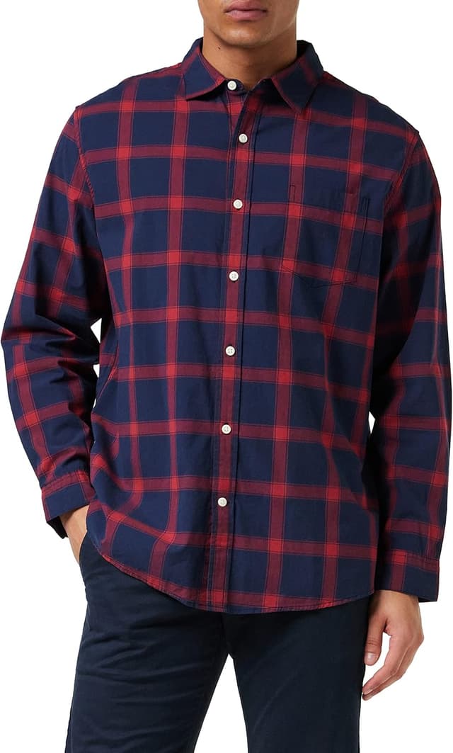 Detalle de Amazon Essentials Men’s Long-Sleeve Slim-Fit Stretch Poplin Shirt