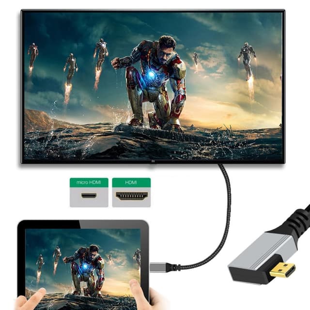 Detalle de chenyang HDMI 2.1 Kabel (HDMI Stecker auf Micro-HDMI Stecker, 90° abgewinkelt links) bis 8K@60Hz/4K@120Hz, 0,5 m