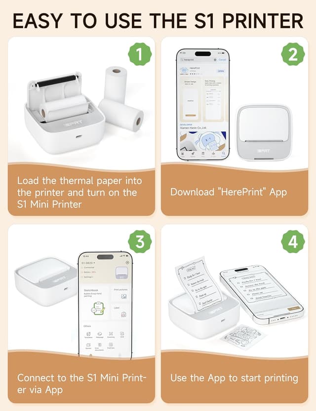 Detalle 2 de iDPRT Sticker Printer Portable Mini Inkless Bluetooth Thermal Printer for iPhone & Android (Gray)