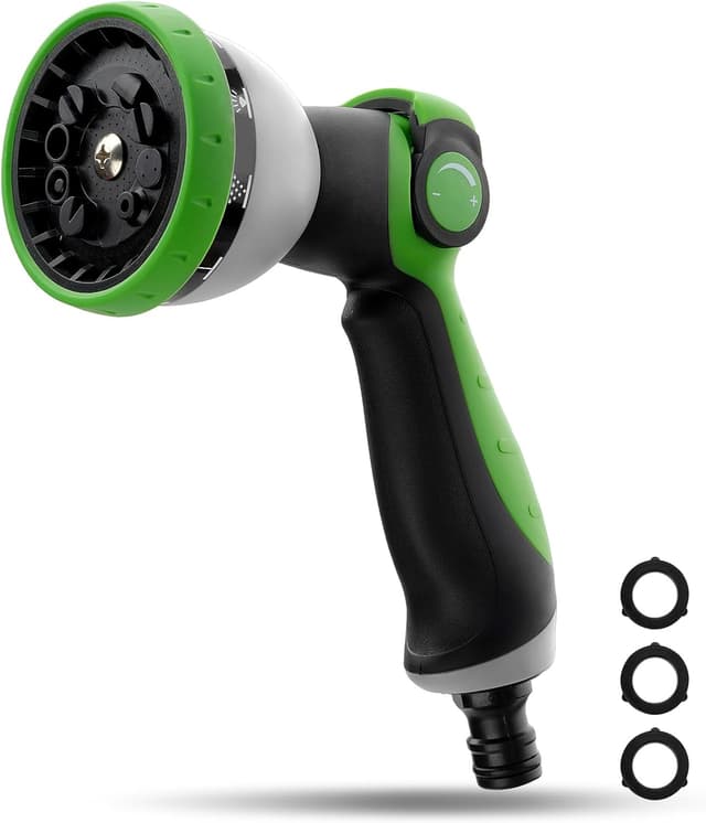 Detalle de BIBURY Gartenbrause mit 10 Sprühmuster und Daumensteuerung – leichte Handbrause für Garten, Rasenkanten & Haustier-Duschen