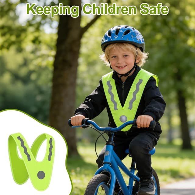Detalle 2 de AYBUY 2 pezzi giubbotto di sicurezza rifrangente per bambini (alta visibilità)