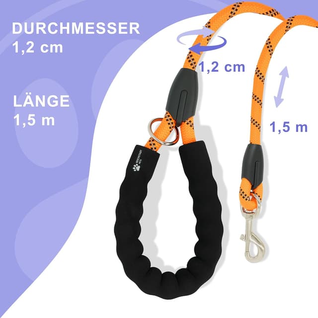 Thumbnail 6 de Reichstadt Pets Guinzaglio per cani in nylon morbido con impugnatura in EVA e riflettente 1,5 m