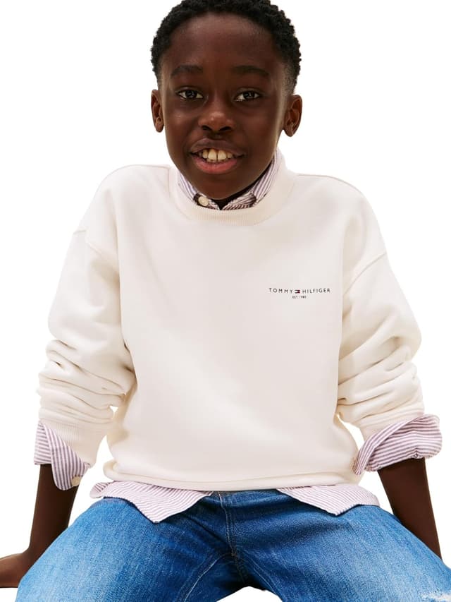 Detalle de Tommy Hilfiger Unisex Mini Corp C-neck Sweatshirt KS0KS00665 – pullover sweatshirt