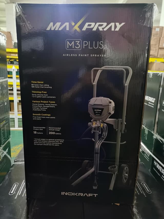 Detalle de InoKraft MaXpray M3 Cart Airless Paint Sprayer (551W) – 227 bar max pressure, thinning-free for walls & ceilings