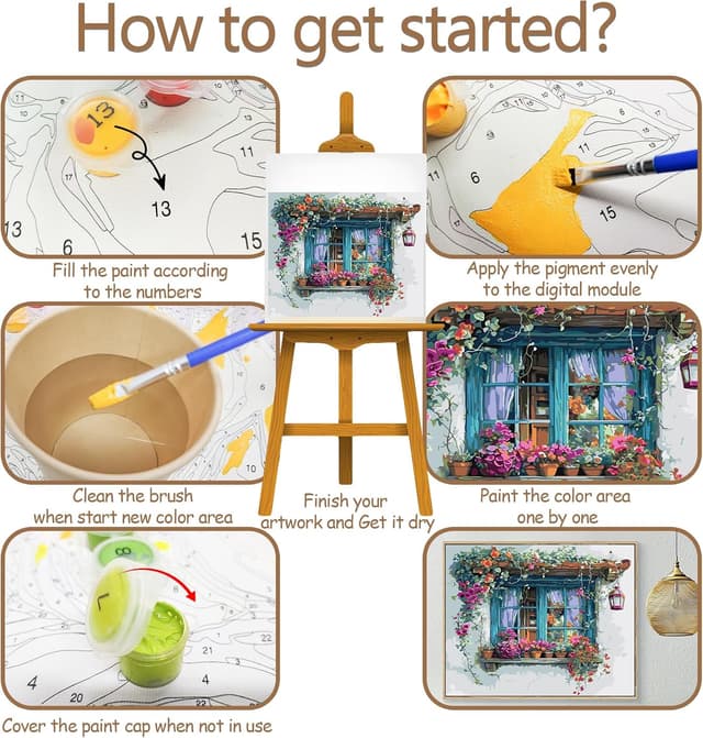 Detalle 2 de JATOK Paint by Numbers for Adults (16x20in) – beginner-friendly acrylic painting kit on coloured canvas