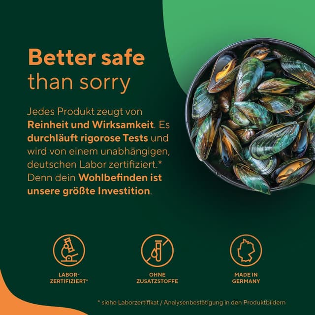 Detalle de Grünlippmuschel von TRUE NATURE® – 450 Kapseln (2000 mg Tagesdosis, gefriergetrocknet)
