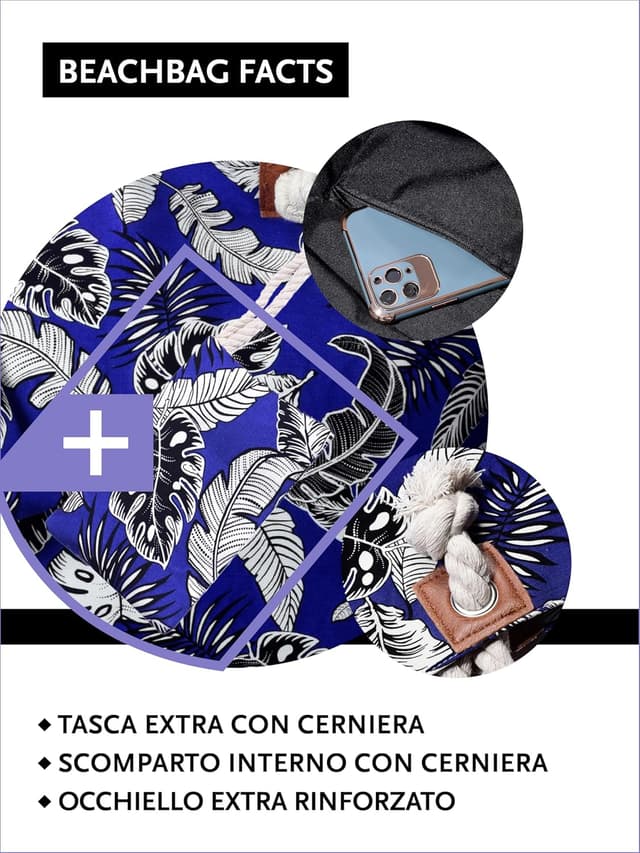 Detalle 1 de DonDon Borsa da spiaggia grande 58 x 38 x 18 cm