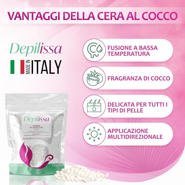Detalle de DEPILISSA Perle di Cera Brasiliana Multidirezionale Depilissa Coconut 400g