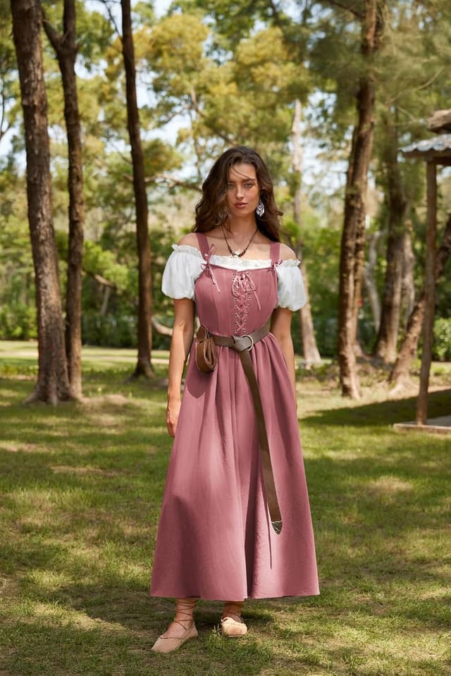 Detalle de Robe corset Renaissance sans manches à lacets Scarlet Darkness pour femme