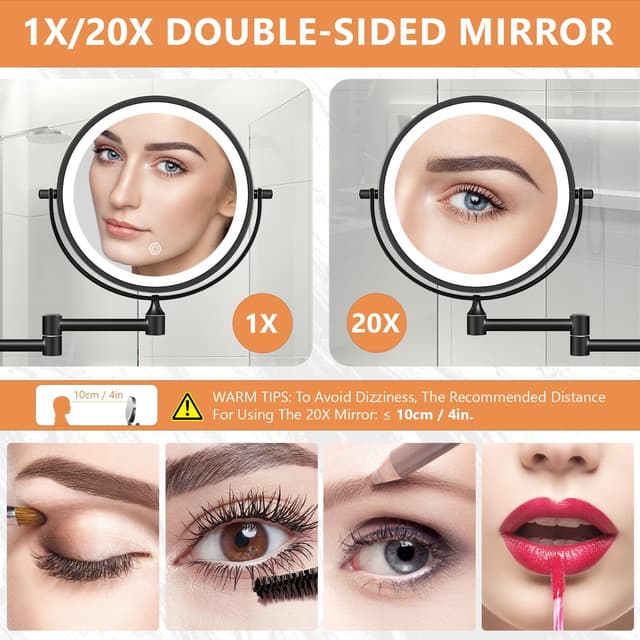 Thumbnail 2 de Auxmir 8" Wall Mounted Lighted Makeup Mirror 3200mAh 🪞