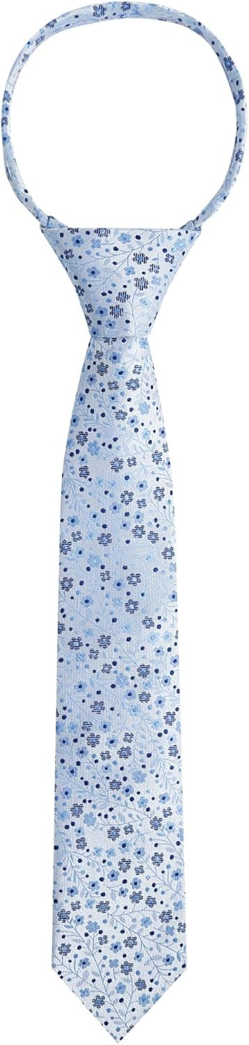 Detalle de Alizeal Boys 7cm Floral Pre-Tied Necktie (13-inch length) – Elastic adjustable for graduation, school and weddings