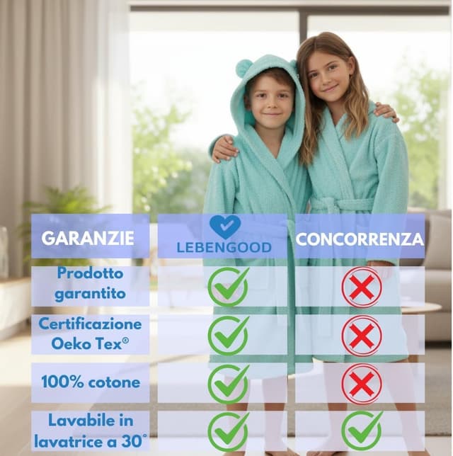 Thumbnail 4 de LEBENGOOD Accappatoio Bambini 100% Cotone