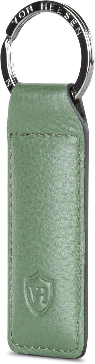 Detalle de VON HEESEN Schlüsselanhänger aus Leder mit Geschenkbox – Schlüsselband & Schlüssel-Organizer (Grün)