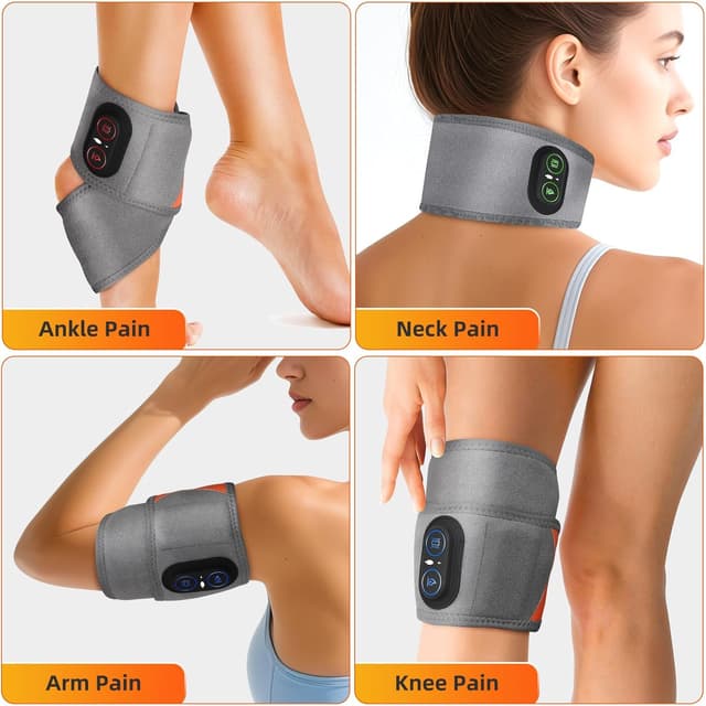 Detalle de Cordless Heated Wrist Massager with Red Light, Vibration & 3000mAh Battery (Grey)