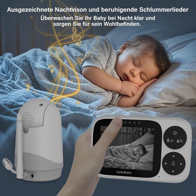 Detalle 2 de HelloBaby Babyphone mit 2 Kameras 3,2" Bildschirm