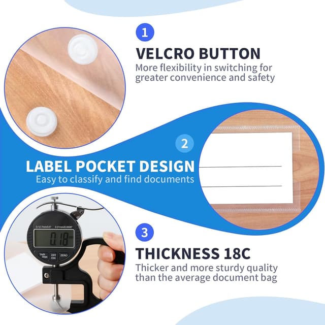 Detalle de Smarpau A4 Plastic Wallets (10 Pack) – Clear document folders with button closure, labels and pocket