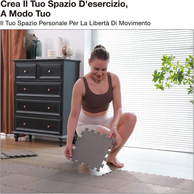 Detalle de AIRHOP Set 18 pezzi tappetini palestra in EVA a incastro 30x30 cm, antiscivolo e ammortizzanti