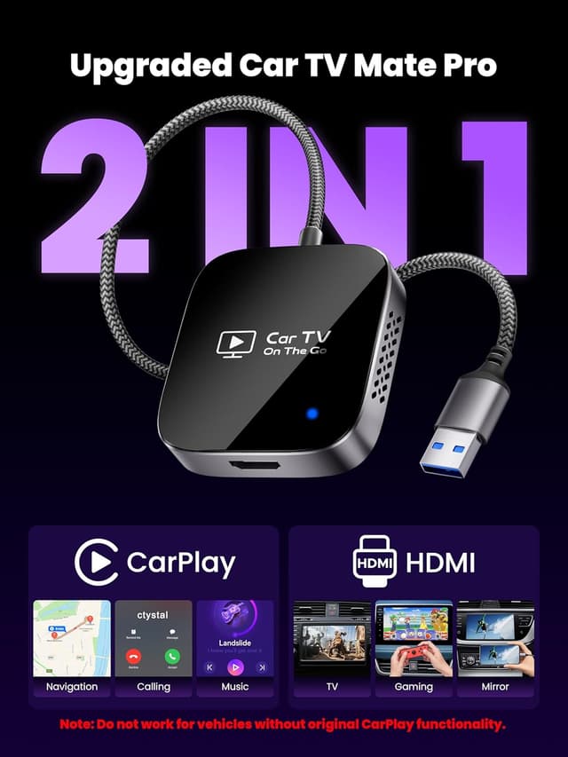 Detalle 2 de 2-in-1 Wireless CarPlay Adapter & Car TV Mate Pro 2026
