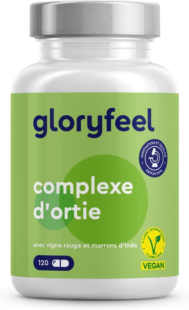 Detalle de Extrait d’Ortie en capsules véganes (10:1) avec Vitamine C, Manganèse & Cuivre – 120 capsules