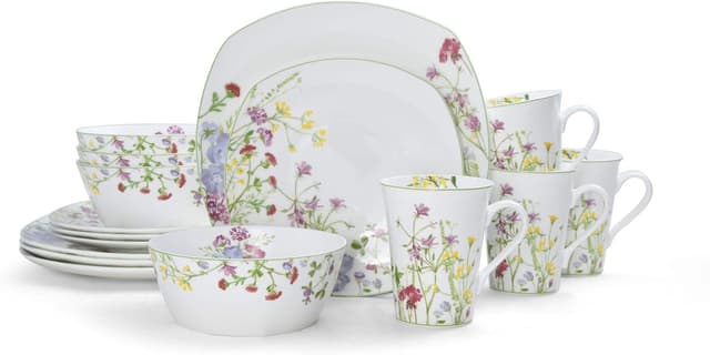 Detalle 2 de Mikasa Wildflower Garden 16-Piece Bone China Dinnerware Set for 4