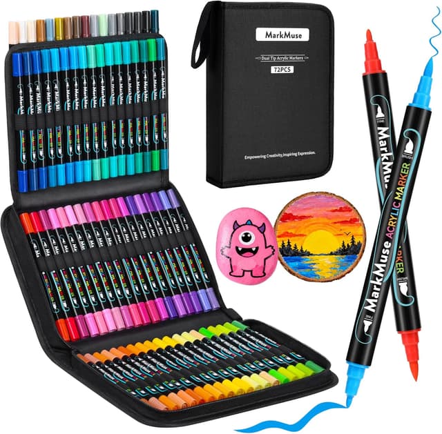 Detalle de MarkMuse 72 acrylic paint pens, dual tip