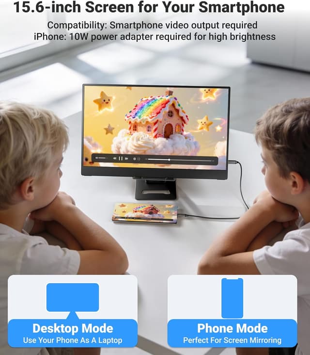 Detalle de Ingnok 15.6" Portable Monitor (FHD 1080P IPS), USB-C & Mini HDMI, for a second screen on the go