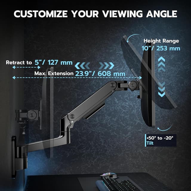 Detalle de ARES WING monitor wall mount 44lb VESA
