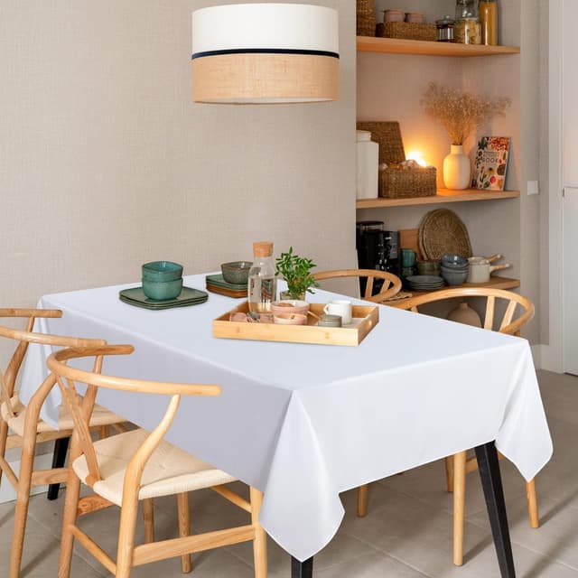 Detalle 2 de Sancua 60x102 Inch White Tablecloth for 6 Feet Tables 📏