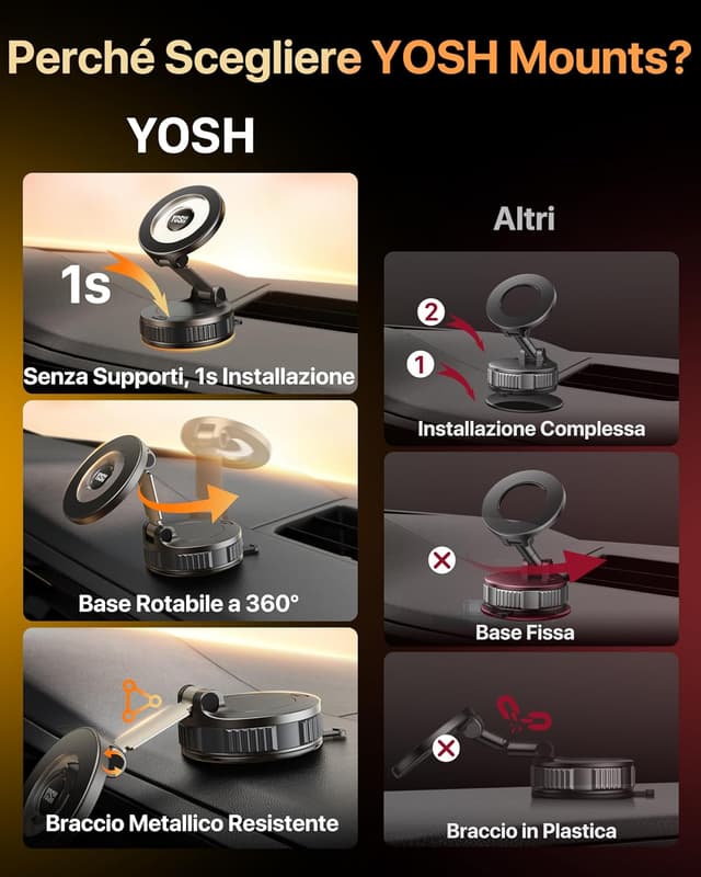 Thumbnail 6 de YOSH Sottovuoto Porta Cellulare Auto Magnetico 2800 gf