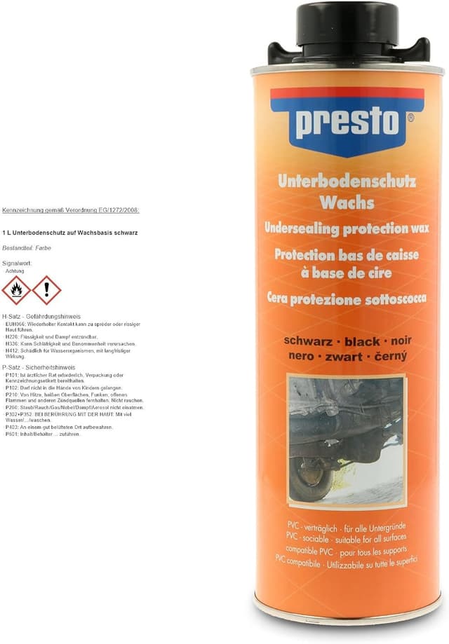 Detalle de presto Protection bas de caisse cire noire 1000 ml