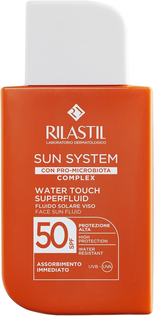 Detalle de Rilastil Sun System Water Touch Superfluid SPF50 – Fluido solare viso idratante e antiossidante 50 ml