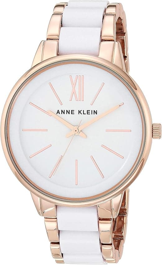 Detalle de Anne Klein AK/1412WTRG: Elegante Reloj Analógico Blanco/Oro Rosa