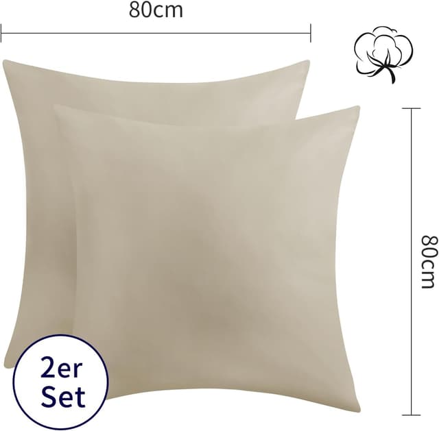 Thumbnail 5 de Aisbo Kissenbezug 80x80 Baumwolle 2er Set Khaki