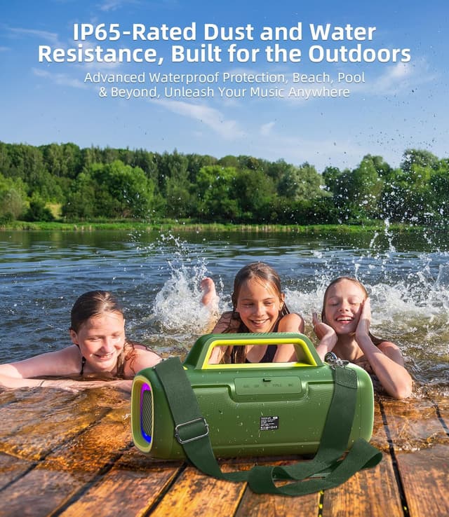 Detalle de VUOPAX Cassa Bluetooth portatile da 140W IP65 con 2 subwoofer, 2 tweeter, batteria fino a 24 ore e luci RGB