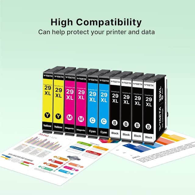 Detalle de WISETA 29XL Ink Cartridge Compatible multipack (10-pack) for Epson Expression Home printers