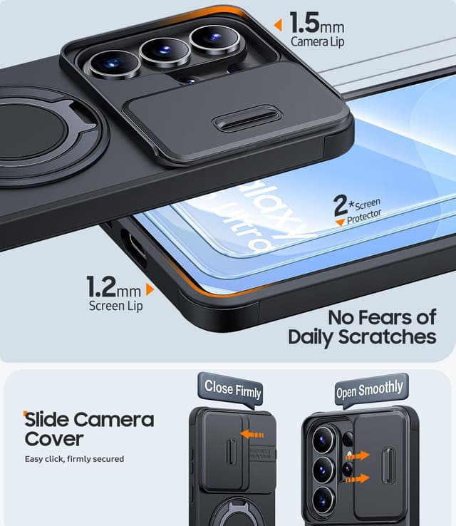 Detalle de AOUIA S26 Ultra case with 360° stand