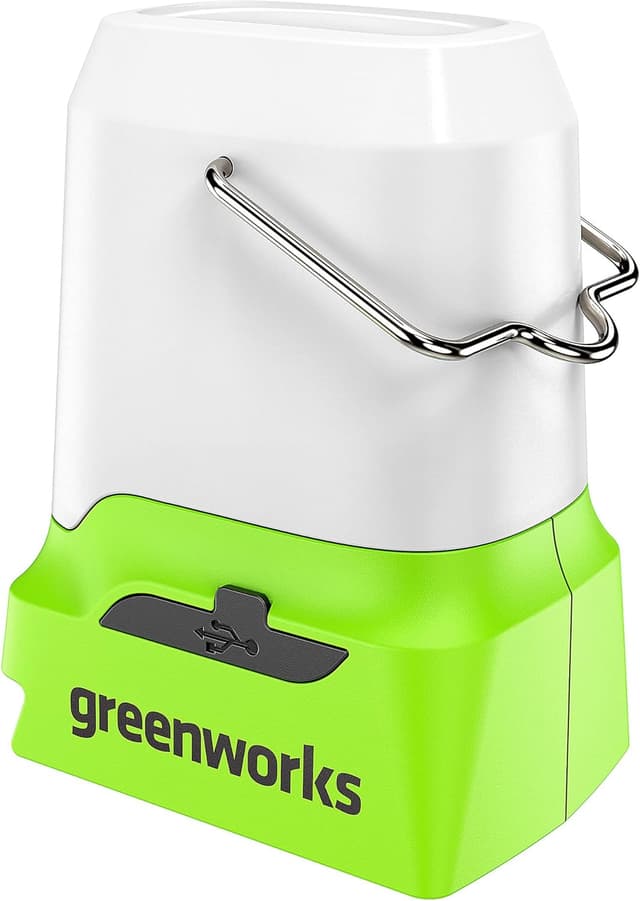 Detalle de Greenworks G24LA500 lantern and camping light with hanging hook (500 lumens) – USB and Type C outputs (tool-only)