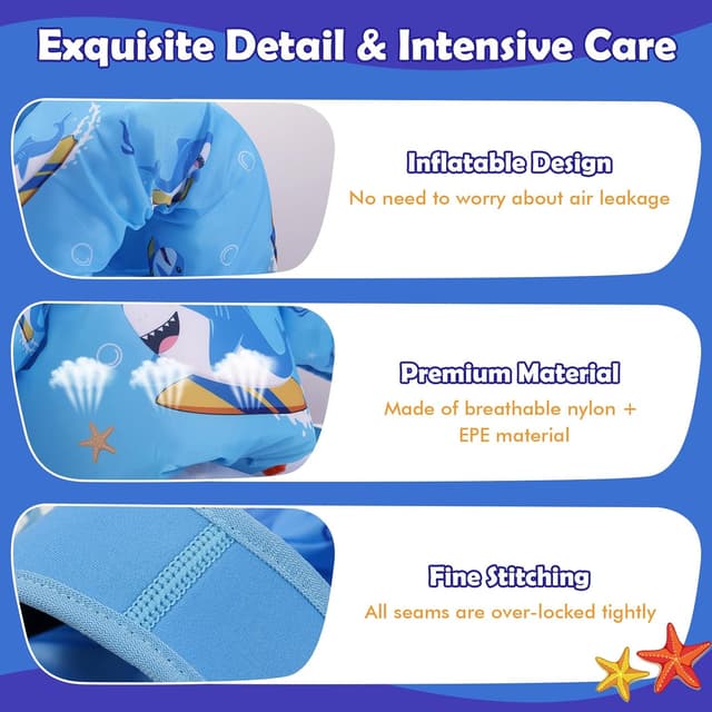 Detalle de MoKo Toddler Swim Vest with Arm Floaties (Kids 13-30/20-50/22-66 lbs)