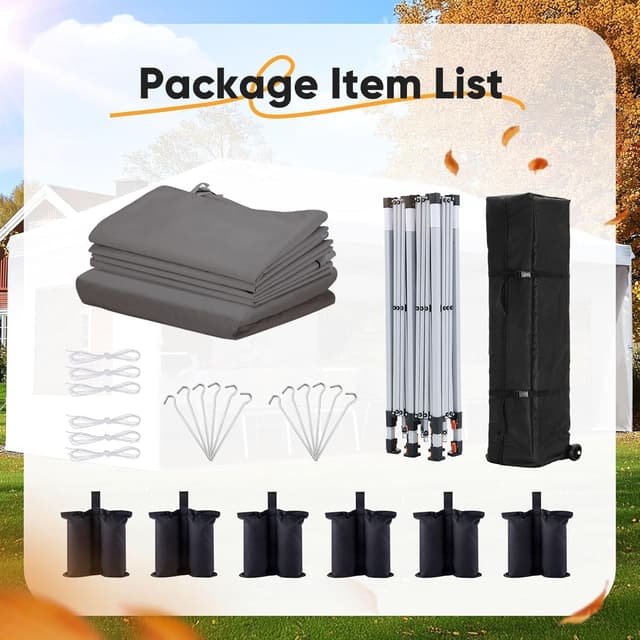 Thumbnail 6 de Quictent 3x6m (10x20ft) pop up canopy gazebo with church window sidewalls – adjustable height event shelter (grey)