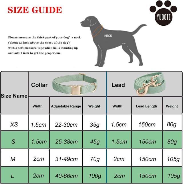Detalle 2 de YUDOTE Dog Collar and Lead Set Small, Sage Green
