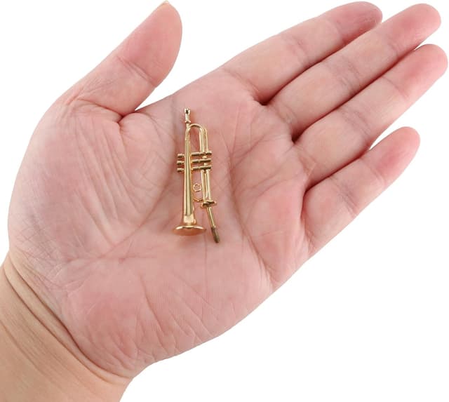 Detalle de EASTROCK Miniatur-Trompetenmodell (4,6 cm) mit Etui – Dekorative 1:1 Nachbildung aus reinem Kupfer