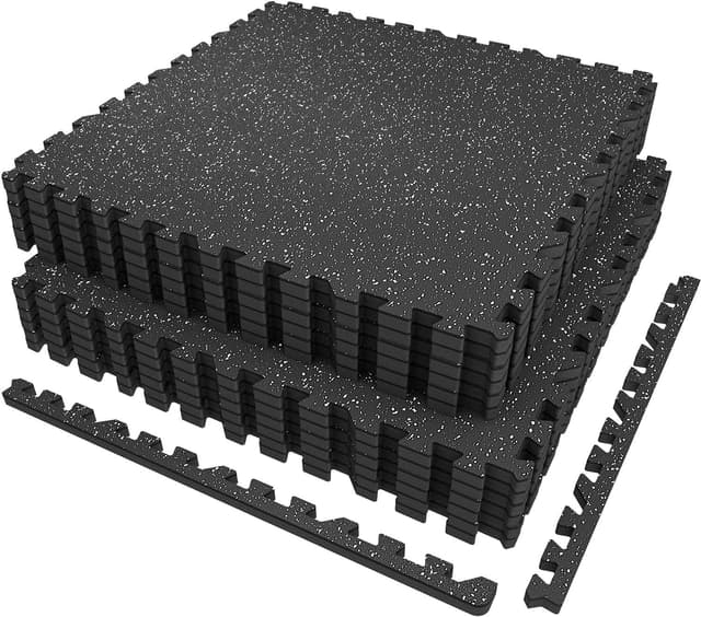 Detalle de AIRHOP 12 Matten Puzzle-Gummimatte 60 x 60 x 1,4 cm – extra dick für Fitnessstudio & Home-Training